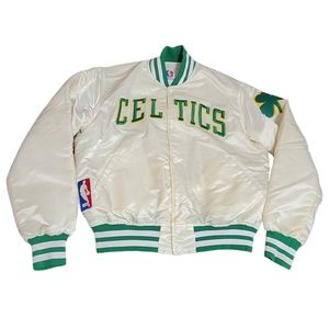 Boston Celtics Vintage Starter White Satin Jacket Size Large Made in USA